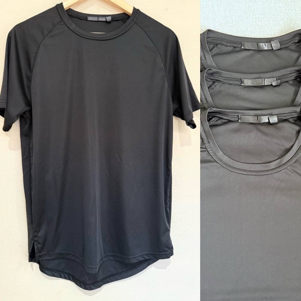 Men’s Set of 3  Athletic T-shirt Black Size Small